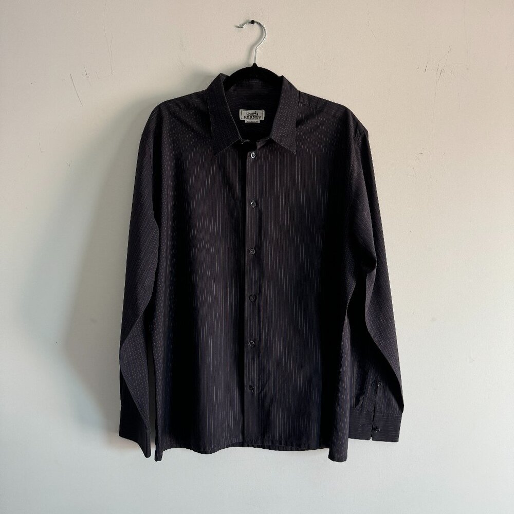 Hermes Long Sleeve Dress Shirt, Size 44/Neck 17.5